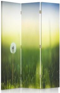 Ozdobný paraván, Moucha v zelené trávě - 110x170 cm, třídílný, klasický paraván