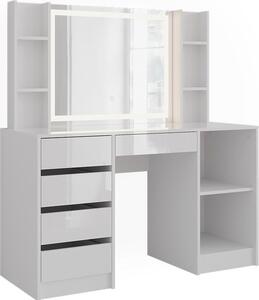 Toaletní stolek Vicco Sherry Bílá/bílý vysoký lesk 128.2 cm s LED zrcadlem, Model 57633