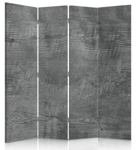 Ozdobný paraván, Šedé dřevo - 145x170 cm, čtyřdílný, klasický paraván