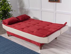 Atelier del Sofa 3-místná pohovka Kelebek - Claret Red, Cream, Červená, Krémová