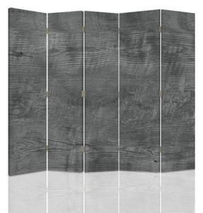 Ozdobný paraván, Šedé dřevo - 180x170 cm, pětidílný, klasický paraván
