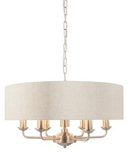 Endon 94357 - Lustr na řetězu HIGHCLERE 6xE14/40W/230V béžová/matný chrom