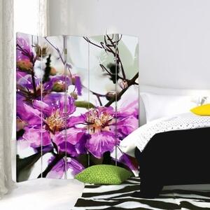 Ozdobný paraván, Magnetické květiny - 180x170 cm, pětidílný, klasický paraván