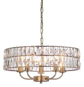 Endon 106244 - Lustr na řetězu CLIFTON 5xE14/6W/230V pr. 50,5 cm mosaz/čirá