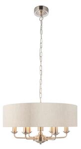 Endon 94357 - Lustr na řetězu HIGHCLERE 6xE14/40W/230V béžová/matný chrom
