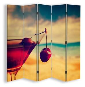 Ozdobný paraván Nápoj Beach Fruit - 180x170 cm, pětidílný, klasický paraván