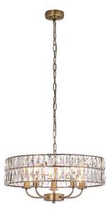 Endon 106244 - Lustr na řetězu CLIFTON 5xE14/6W/230V pr. 50,5 cm mosaz/čirá