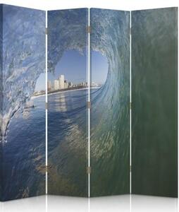 Ozdobný paraván Pohled na mořskou vlnu - 145x170 cm, čtyřdílný, klasický paraván