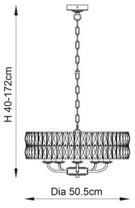 Endon 106244 - Lustr na řetězu CLIFTON 5xE14/6W/230V pr. 50,5 cm mosaz/čirá