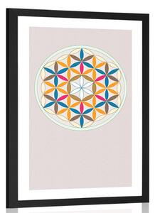 Plakát s paspartou barevná Mandala - 40x60 white