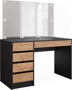 Toaletní stolek Vicco Sherry Antracit/zlatý dub 120 x 75 cm se zrcadlem a LED osvětlením, Model 52030