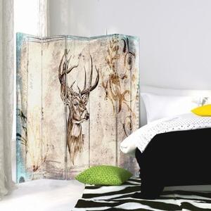 Ozdobný paraván, Elegantní jelen - 180x170 cm, pětidílný, klasický paraván