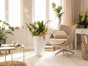 Samozavlažovací květináč Rondo Premium 40 cm, bílá