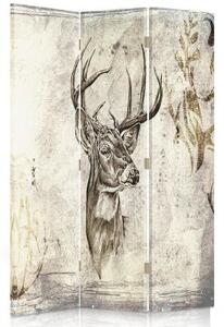 Ozdobný paraván, Elegantní jelen - 110x170 cm, třídílný, klasický paraván