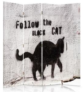 Ozdobný paraván Street Art Cat Graffiti - 145x170 cm, čtyřdílný, klasický paraván