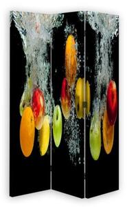 Ozdobný paraván, Jablka ve vodě - 110x170 cm, třídílný, klasický paraván