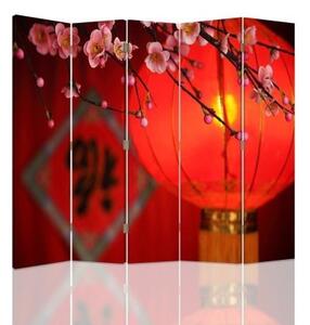 Ozdobný paraván Japonsko Cherry Blossom - 180x170 cm, pětidílný, klasický paraván