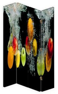 Ozdobný paraván, Jablka ve vodě - 145x170 cm, čtyřdílný, klasický paraván