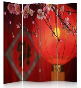 Ozdobný paraván Japonsko Cherry Blossom - 145x170 cm, čtyřdílný, klasický paraván