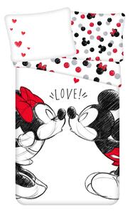 Dětské bavlněné povlečení s obrázkem pohádkových postaviček Mickeyho a Minnie "Love 04". Rozměr povlečení je 140x200 70x90 cm