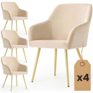 Set 4 ks jídelních židlí Exello (béžová + zlatá)