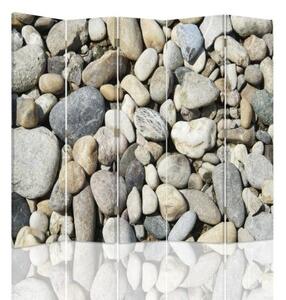 Ozdobný paraván, Kameny na pláži - 180x170 cm, pětidílný, klasický paraván