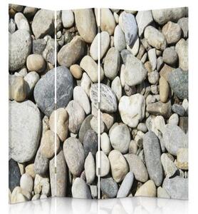 Ozdobný paraván, Kameny na pláži - 145x170 cm, čtyřdílný, klasický paraván