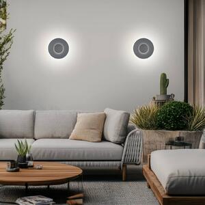 Helestra LED venkovní nástěnné svítidlo BUD 44, ne stmívatelné, šedá, IP65, Hliník / šedá / zinek, Hliník, Moderní