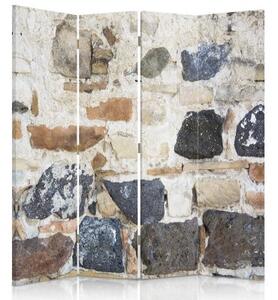 Ozdobný paraván, Stará kamenná zeď - 145x170 cm, čtyřdílný, klasický paraván