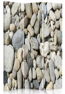 Ozdobný paraván, Kameny na pláži - 110x170 cm, třídílný, klasický paraván