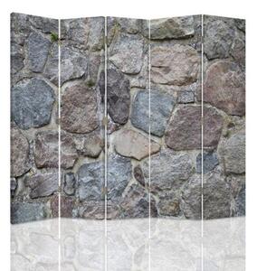 Ozdobný paraván, Kamenná zeď - 180x170 cm, pětidílný, klasický paraván