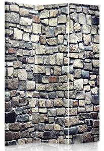 Ozdobný paraván, Kamenná zeď - 110x170 cm, třídílný, klasický paraván