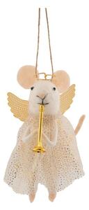 Textilní vánoční ozdoba 6 cm Angel Mouse Playing the Trumpet – Sass & Belle