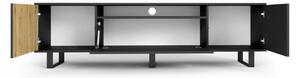 TV stolek RASS s nožičkami, 200x56x40, černá mat/dub
