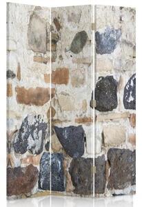 Ozdobný paraván, Stará kamenná zeď - 110x170 cm, třídílný, klasický paraván