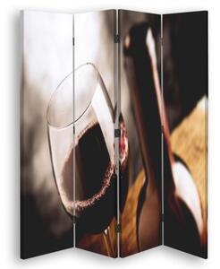 Ozdobný paraván Láhev vína - 145x170 cm, čtyřdílný, klasický paraván