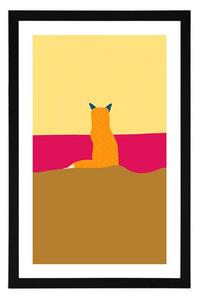 Plakát s paspartou zvědavá liška