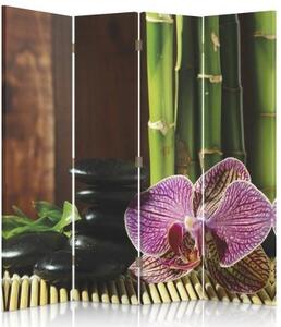 Ozdobný paraván Zen Orchid Bamboo - 145x170 cm, čtyřdílný, klasický paraván