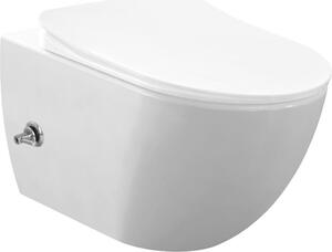Závěsné WC Creavit RIMOFF s bidetovou tryskou, nerezová ocel, ovládání studené vody, bílá barva, hygienické
