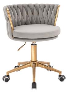 LuxuryForm DESIGN Židle LYON VELUR na zlaté podstavě s kolečky - světle šedá