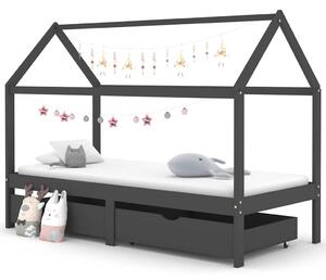 Rám dětské postele se zásuvkami tmavě šedý borovice 90 x 200 cm 322144