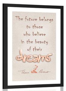 Plakát s paspartou motivační citát o snech - Eleanor Roosevelt