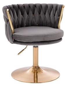 LuxuryForm DESIGN Židle LYON VELUR na zlatém talíři - tmavě šedá