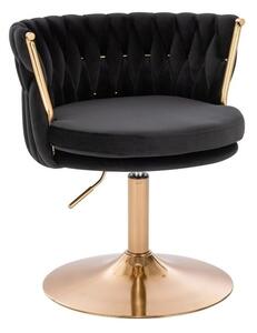 LuxuryForm DESIGN Židle LYON VELUR na zlatém talíři - černá