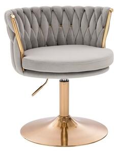 LuxuryForm DESIGN Židle LYON VELUR na zlatém talíři - světle šedá