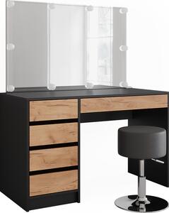 Toaletní stolek Vicco Sherry Antracit/zlatý dub 120 x 75 cm s osvětlením LED a stoličkou, Model 52029