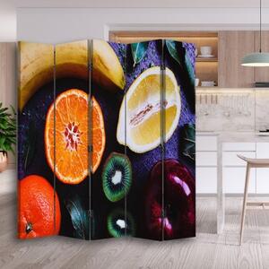 Ozdobný paraván, Šťavnaté ovoce - 180x170 cm, pětidílný, klasický paraván
