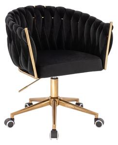 LuxuryForm DESIGN Židle NORDEN VELUR na zlaté podstavě s kolečky - černá