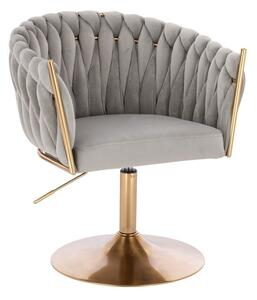 LuxuryForm DESIGN Křeslo NORDEN VELUR na zlatém talíři - světle šedá
