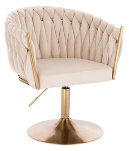 LuxuryForm DESIGN Křeslo NORDEN VELUR na zlatém talíři - krémové